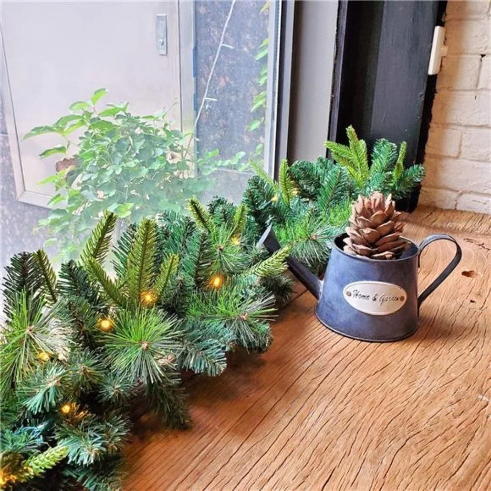 9 FT by 12 Inch Christmas Garland, Pre-lit Garland with 50 Warm Lights